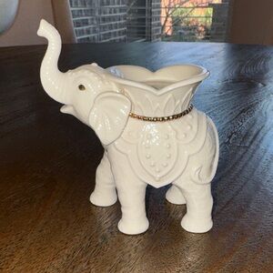 White Lenox Elephant Ceramic Candle Holder/Figurine